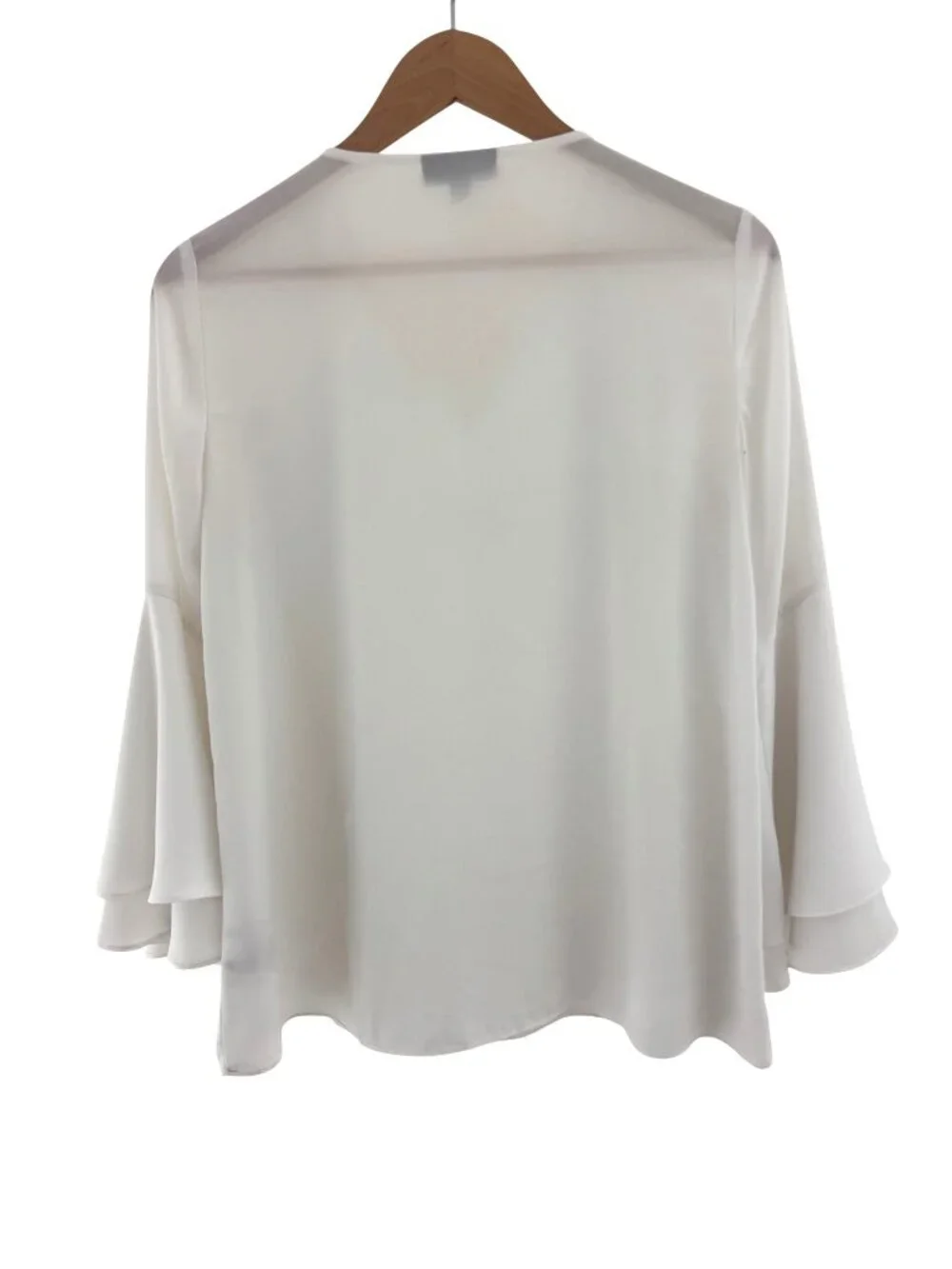 Alfani White‎ Tiered Bell Sleeve Lined Blouse Top Shirt Size 4 V-Neck Tunic